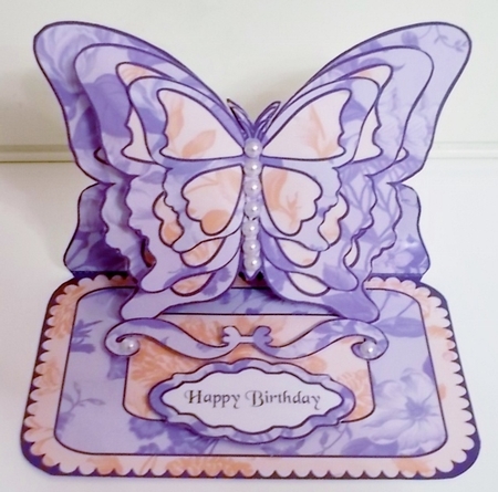 Layered butterfly Easel - Blue & peach by Pam Stubley