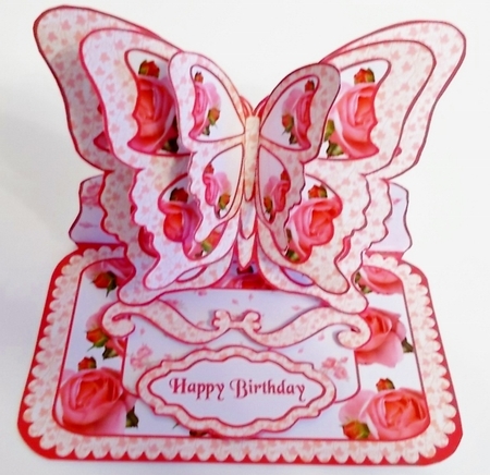Butterfly easel Pink roses & vines by Pam Stubley