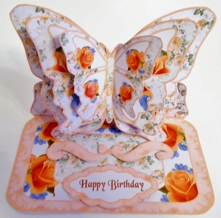 Butterfly easel Peach roses by Pam Stubley