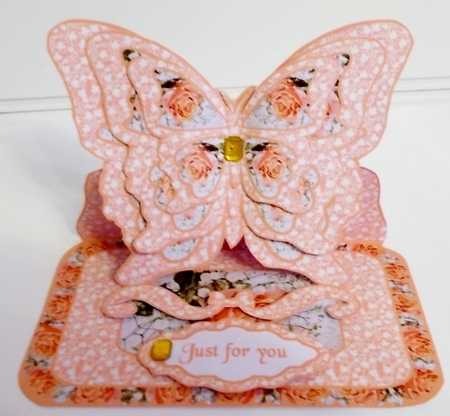 Butterfly easel Pale peach roses by Pam Stubley
