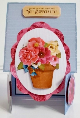 Fancy Fold Down Floral 3D Decoupage Gatefold Card & Envelope by Pam Stubley