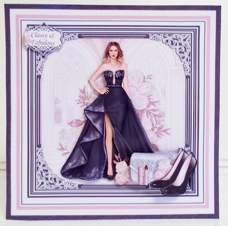 A SPECIAL EVENING NAVY 7.5 Decoupage Insert Card Kit by Pam Stubley