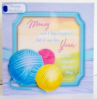 Money cant buy happiness ...... Yarn humour 8x8 by Pam Stubley