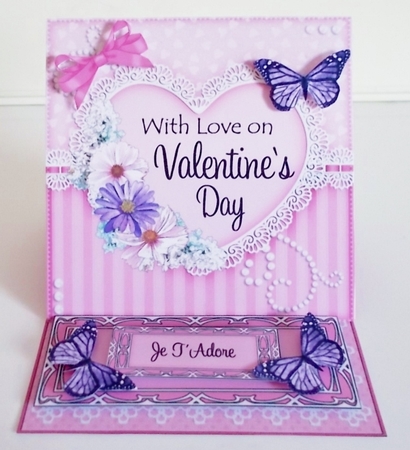 3D Easel Card Mini Kit - A Touch of Elegance Valentines Day - Flowers, Heart Lace, Butterflies & Pearls Featured Gallery Photo