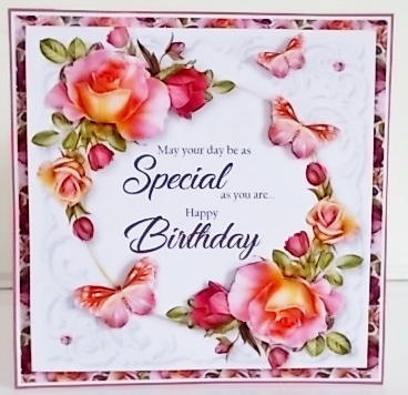 Roses and Butterflies Birthday Word Art 1 by Pam Stubley