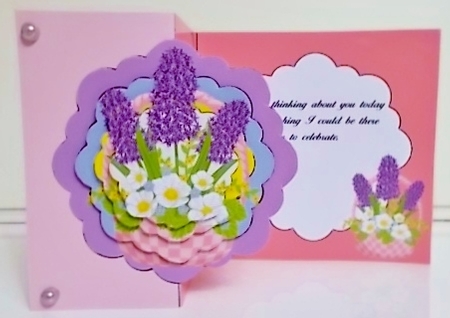 Scalloped Fold Back Card - Easter Flower Basket by Pam Stubley