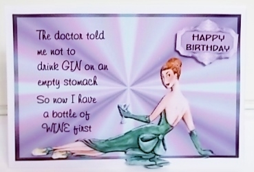 Gin Drinker - A5 card front with decoupage by Pam Stubley