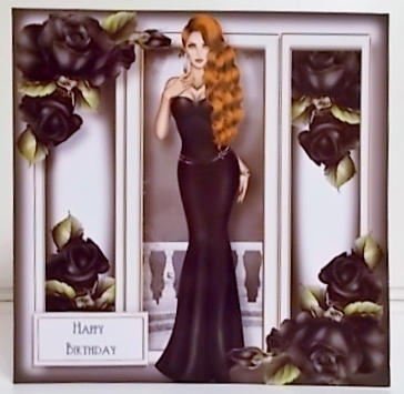 Elegance With Charcoal Roses 8x8 by Pam Stubley