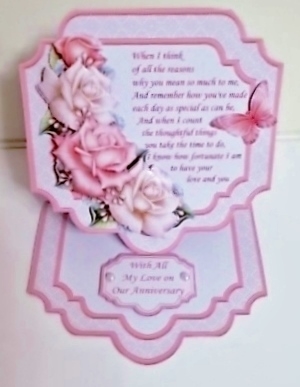 PINK & WHITE ROSES Large Easel Card Kit 7.7 All Occasions by Pam Stubley
