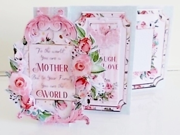 Delicate Roses Accordion Card, Envelope & Bookmark Kit. by Pam Stubley