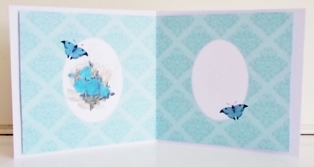 6 x 6 Card Insert, Teal Rose Bouquet on Mint Background by Pam Stubley