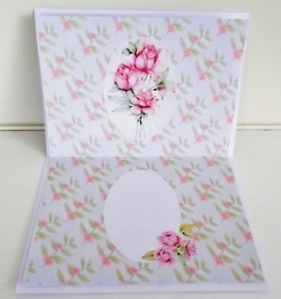 A5 Rose Bouquet Card Insert, Green Background by Pam Stubley