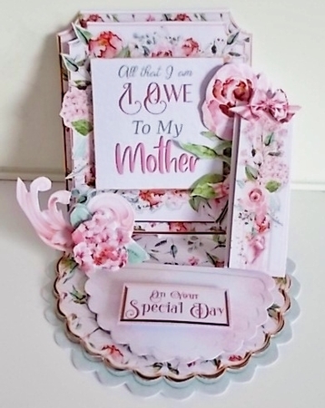 Delicate Roses Triple Easel Card and Envelope Kit.  by Pam Stubley
