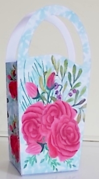 LARGE ROUND TOP GIFT BAG - PINK ROSES by Pam Stubley