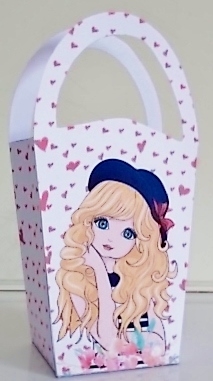 LARGE ROUND TOP GIFT BAG - GIRL IN HAT by Pam Stubley