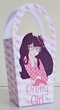 LARGE ROUND TOP GIFT BAG - PRETTY GIRL by Pam Stubley
