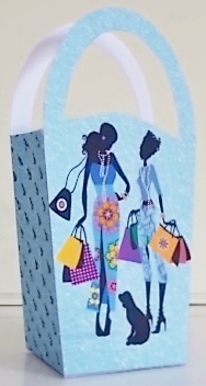 LARGE ROUND TOP GIFT BAG - RETAIL THERAPY 1 by Pam Stubley
