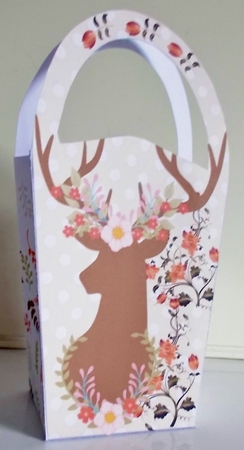 LARGE ROUND TOP GIFT BAG - STAG WITH FLOWERS by Pam Stubley