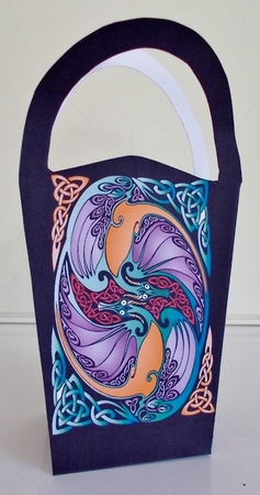 LARGE ROUND TOP GIFT BAG - TATTOO DESIGN DRAGONS 1 by Pam Stubley