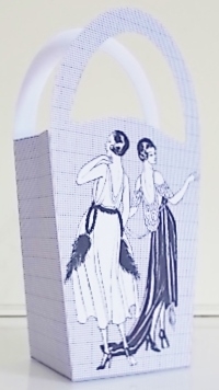 LARGE ROUND TOP GIFT BAG - ART DECO FASHION 1 by Pam Stubley