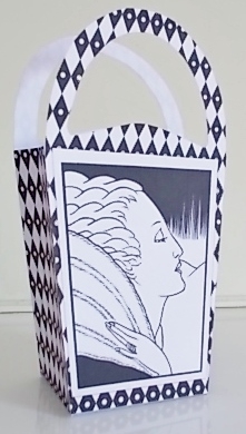 LARGE ROUND TOP GIFT BAG - ART DECO LADY IN COAT by Pam Stubley
