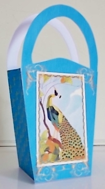 LARGE ROUND TOP GIFT BAG - PEACOCK by Pam Stubley