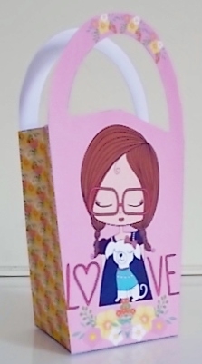 LARGE ROUND TOP GIFT BAG - DOGGY LOVE by Pam Stubley