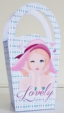 LARGE ROUND TOP GIFT BAG - LOVELY GIRL IN HAT by Pam Stubley