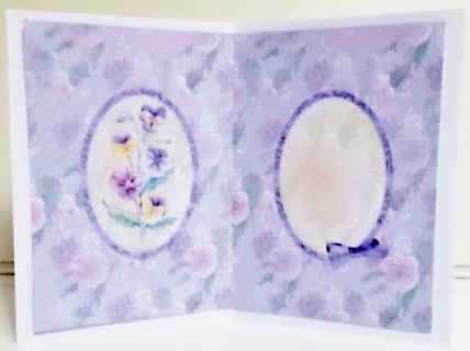 A5 Card Insert Pansies on Lilac Floral Background by Pam Stubley