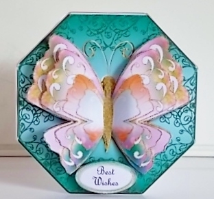 5x5in Octagon Shaped Topper With Butterfly 3 by Pam Stubley