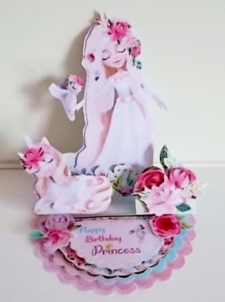 The Princess & the Unicorn Triple Easel Card and Envelope Kit.  by Pam Stubley