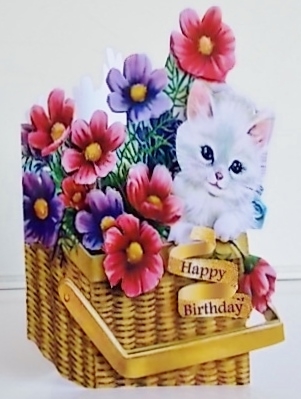 Vintage Cat with Anemonies Card by Pam Stubley