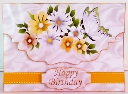Pretty yellow/white flowers with butterfly and border envelope A5 by Pam Stubley