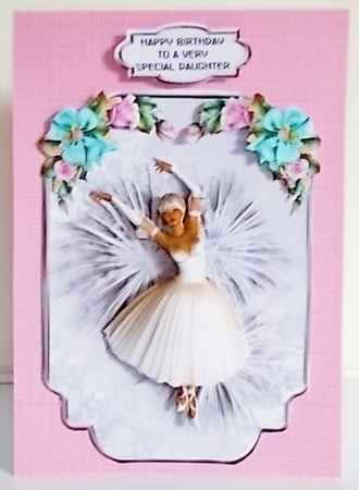 Sleeping Beauty - A5 card front with decoupage by Pam Stubley
