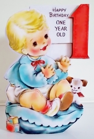 Vintage First Birthday Card by Pam Stubley