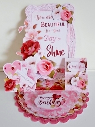 Vintage Rose 1 Triple Easel Card and Envelope Kit.  by Pam Stubley