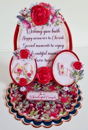 Anniversary Rose 1 Triple Easel Card by Pam Stubley