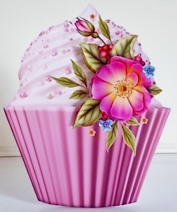 Floral Cupcake Decoupage Sheet - Wild Roses by Pam Stubley