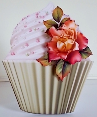 Floral Cupcake Decoupage Sheet - Blush Roses by Pam Stubley