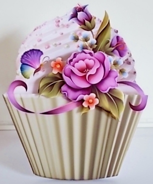 Floral Cupcake Decoupage Sheet - Garden Enchanted by Pam Stubley