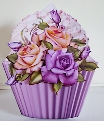 Floral Cupcake Decoupage Sheet - Heritage Roses by Pam Stubley