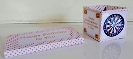 Beer and darts pop-up box with matching sleeve and optional envelope by Pam Stubley