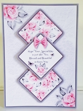 Triple Square Soft Grey and Pink Flowers by Pam Stubley