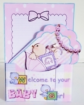 Baby Girl Pocket Card  by Pam Stubley
