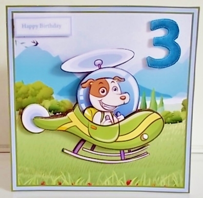 Dog helicopter pilot 7x7 card by Pam Stubley