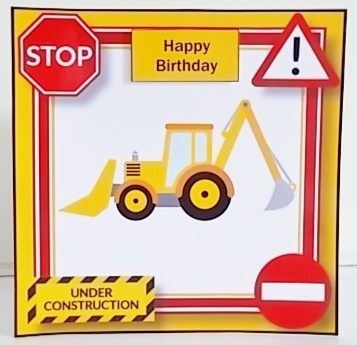 Under Construction - Digger 8x8 by Pam Stubley