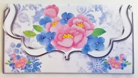Pink and blue flowers money voucher wallet by Pam Stubley