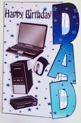Over the edge, computers for DAD Birthday with blue stars by Pam Stubley