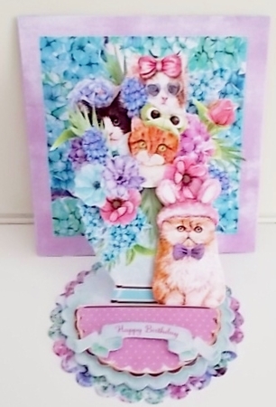 Oh My Whiskers 4 3d Easel Vase and Envelope Kit.  by Pam Stubley