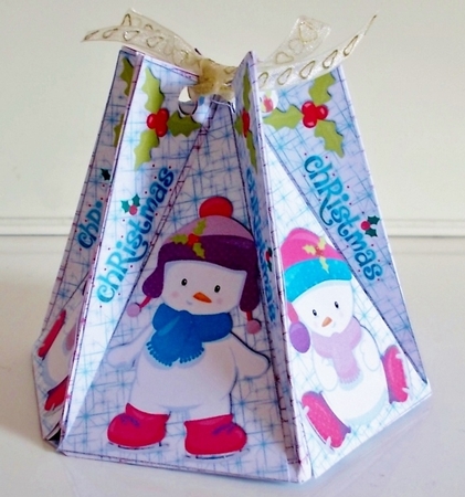 HEXAGONAL GIFT BAG - SKATING SNOWMEN by Pam Stubley